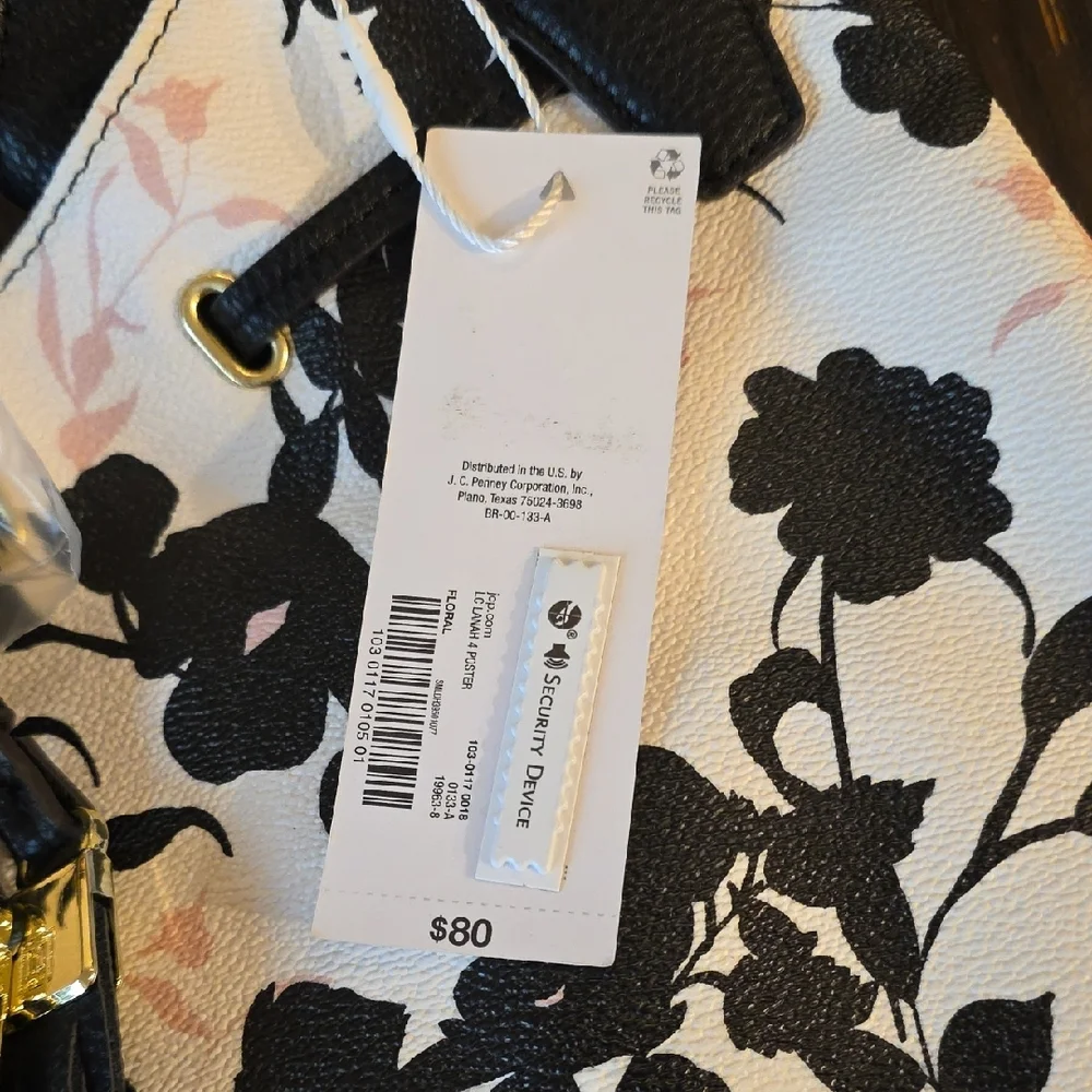 Liz Claiborne Floral Black and Pink Shoulder Bag - Picture 3 of 12